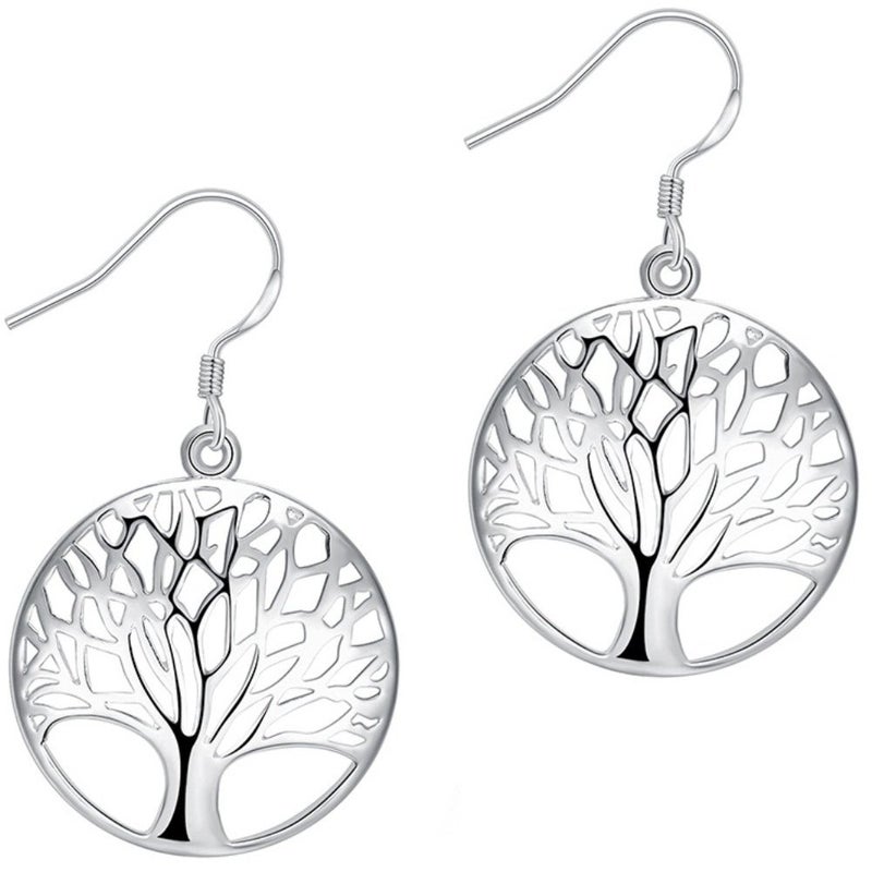 AMBESTEE Tree of Life Earrings,Fashion Jewelry Sterling Silver Plated Tree Pendants Drop Dangle Earrings Dangles - Image 1